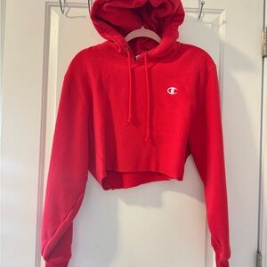 Champion Red Women's Cropped Hoodie